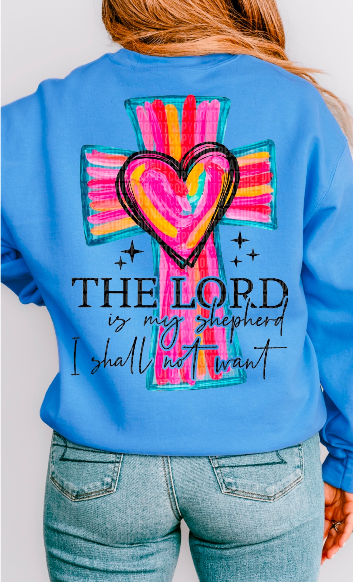 The lord is my shepherd I shall not want black font 93348 DTF transfer