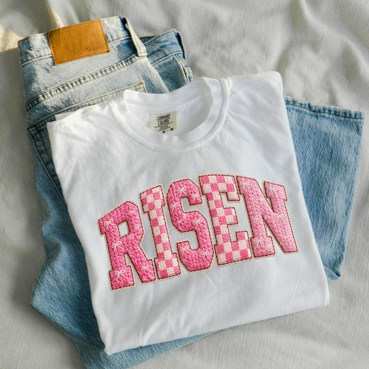 Risen pink varsity Sunday special DTF transfer