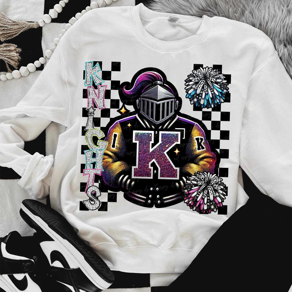Knights Dalmatian filled with mascot Pom Poms (VIRGO) 58033 DTF transfer