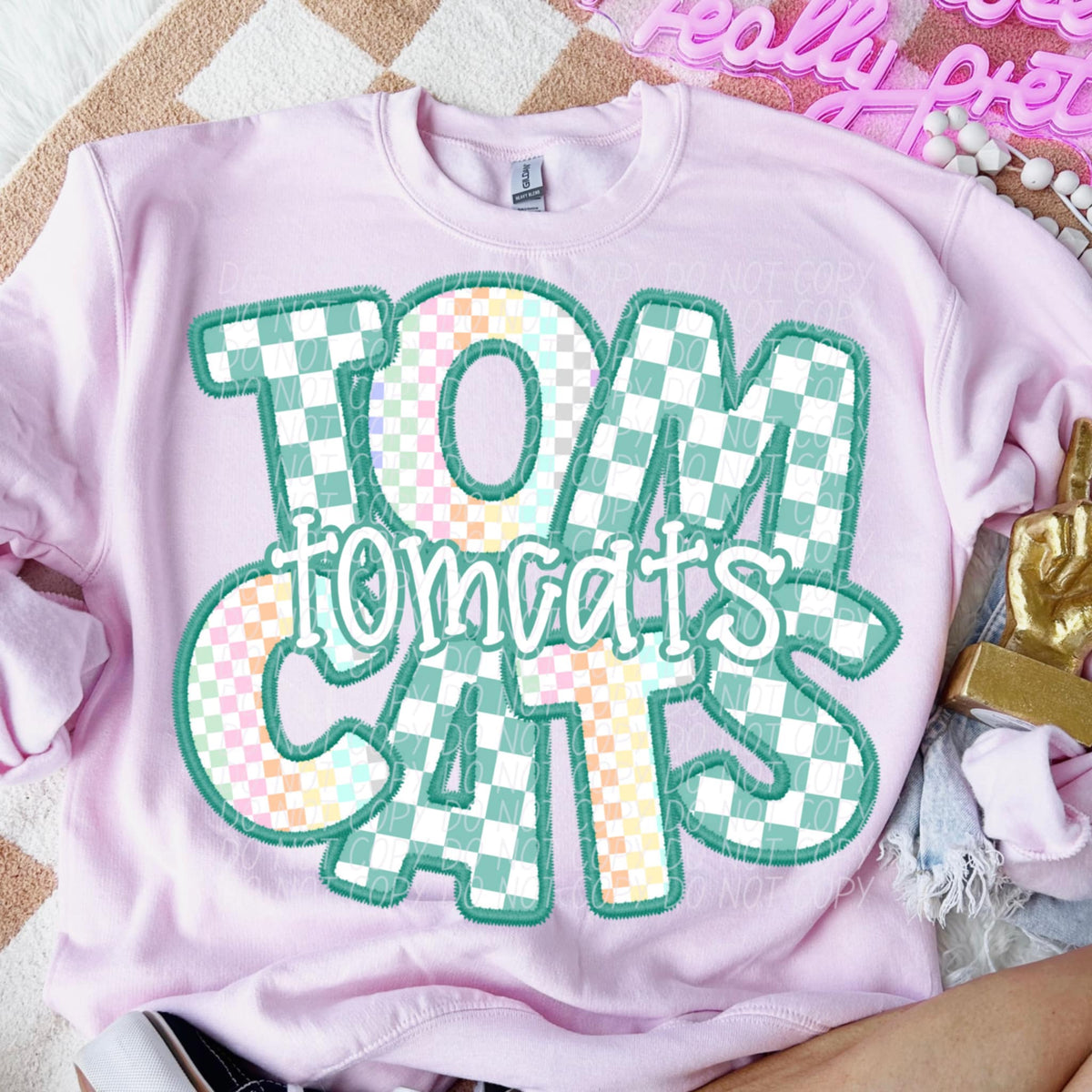 Tomcats blue and colorful checkered (CITY) 85550 DTF transfer