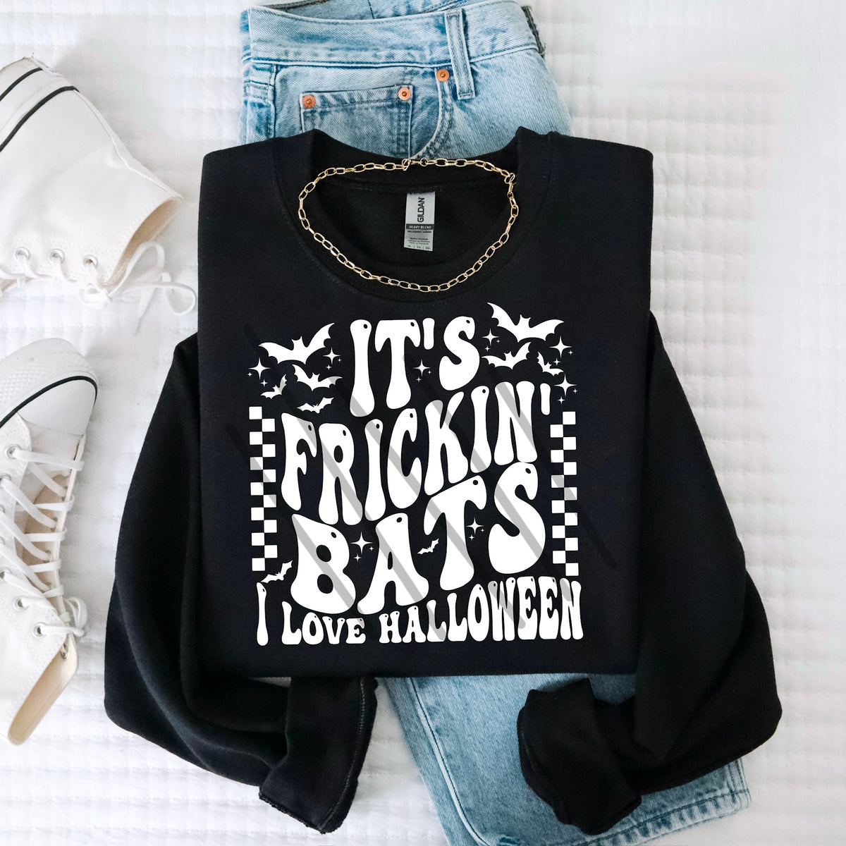 Freakin Bats WHITE with checker (MZ) 113537 DTF transfer