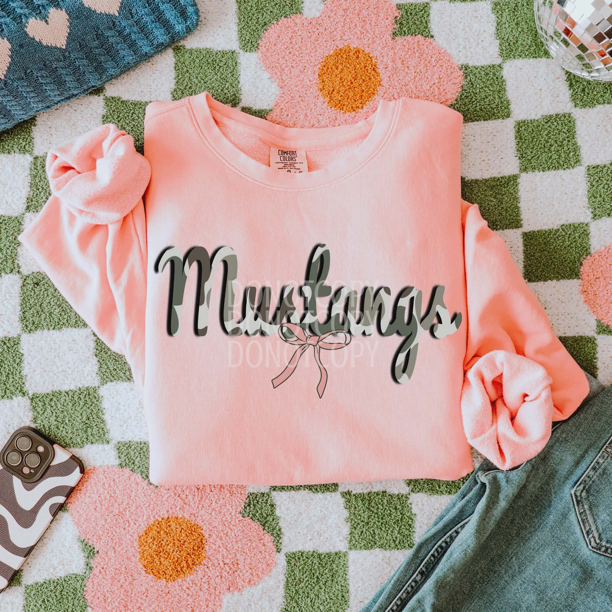 Mustangs camo cursive Mascots (CSG) DTF transfer