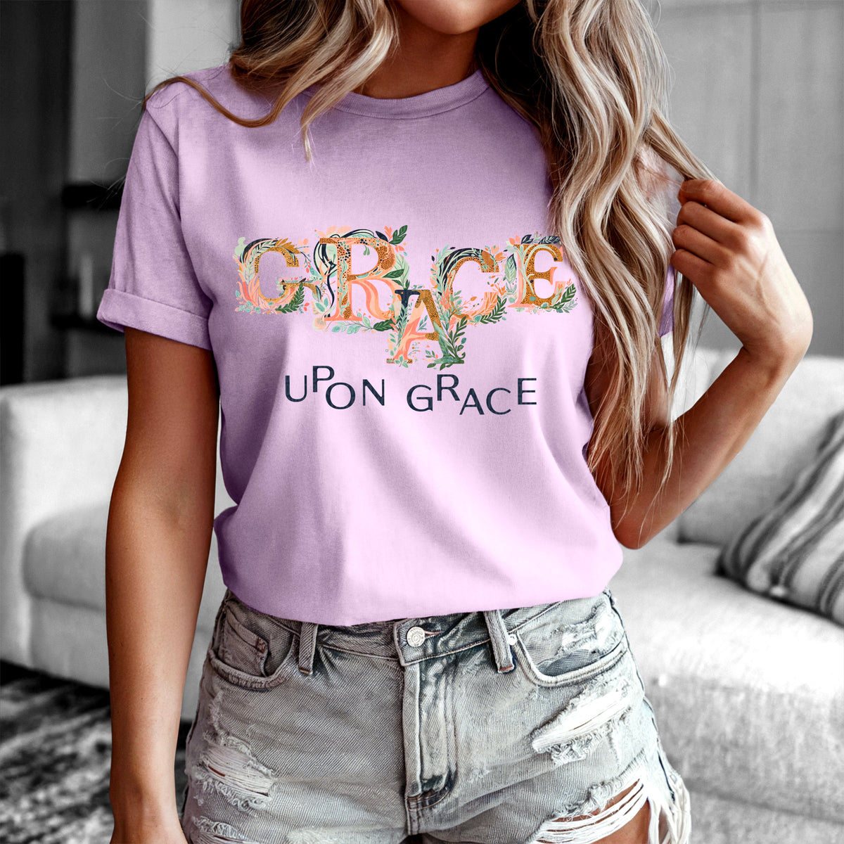 Grace upon Grace wavy font 95050 DTF transfer