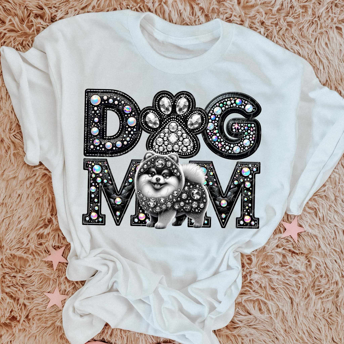 Pomeranian Dog mom rhinestone 49067 DTF transfer