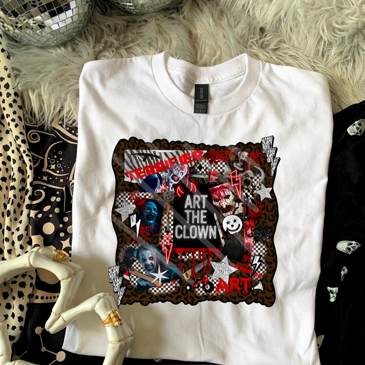 The Clown Collage collage leopard background 110725 DTF transfer