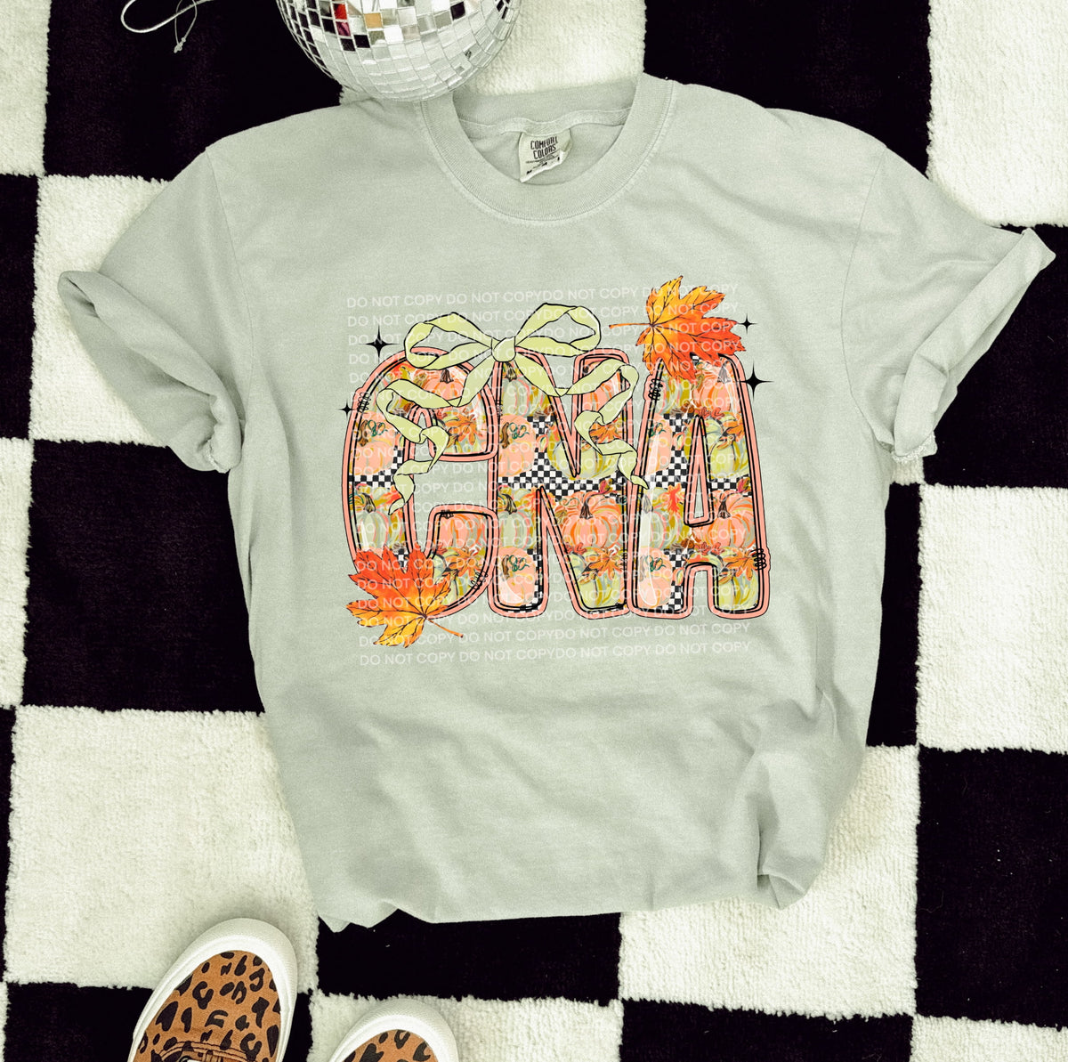 CNA Pumpkin letters and bow (SCG) DTF transfer