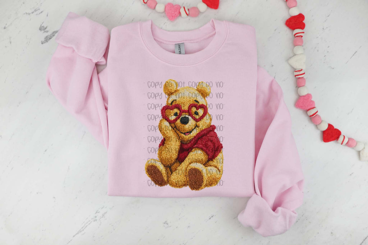 Yellow bear with heart glasses (SSD) DTF Transfer