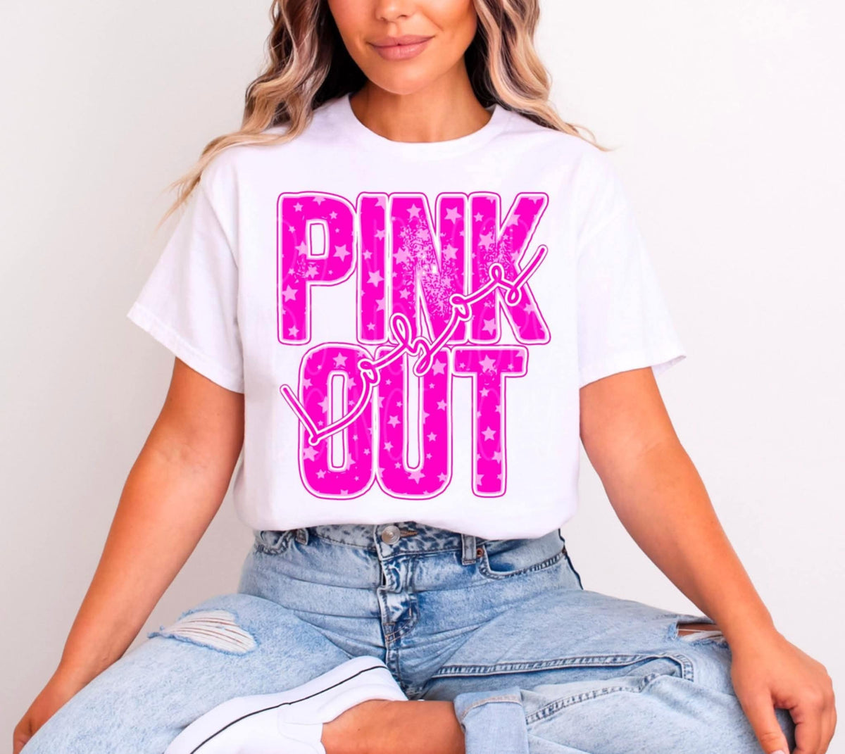 Lobos pink Out Mascot pink and stars (C’s) DTF transfer