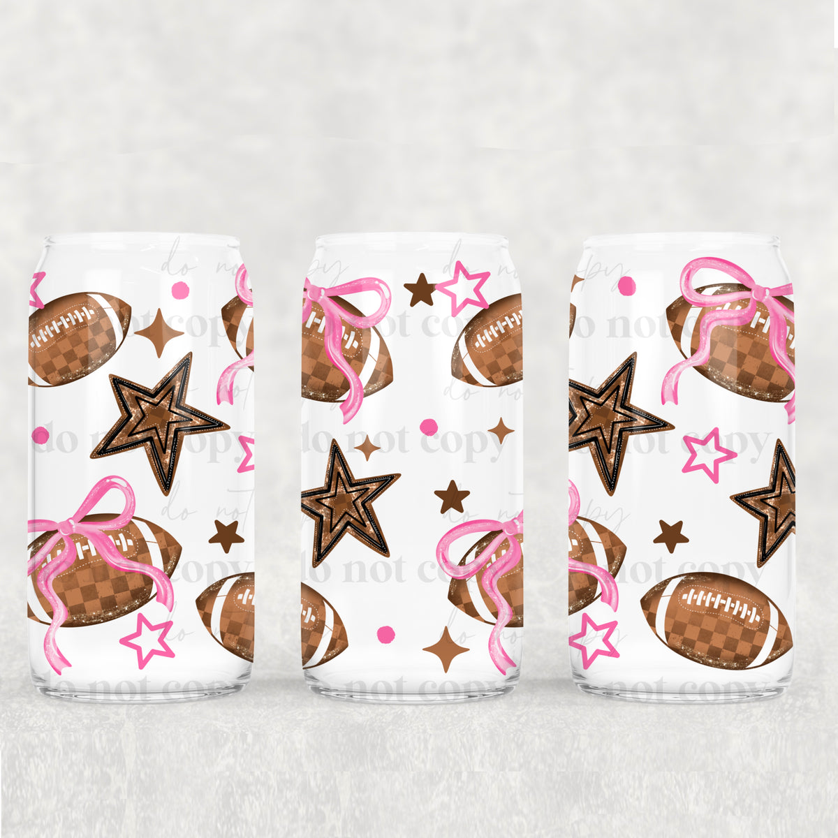Pink out footballs and pink bows (CSC) UV DTF WRAP