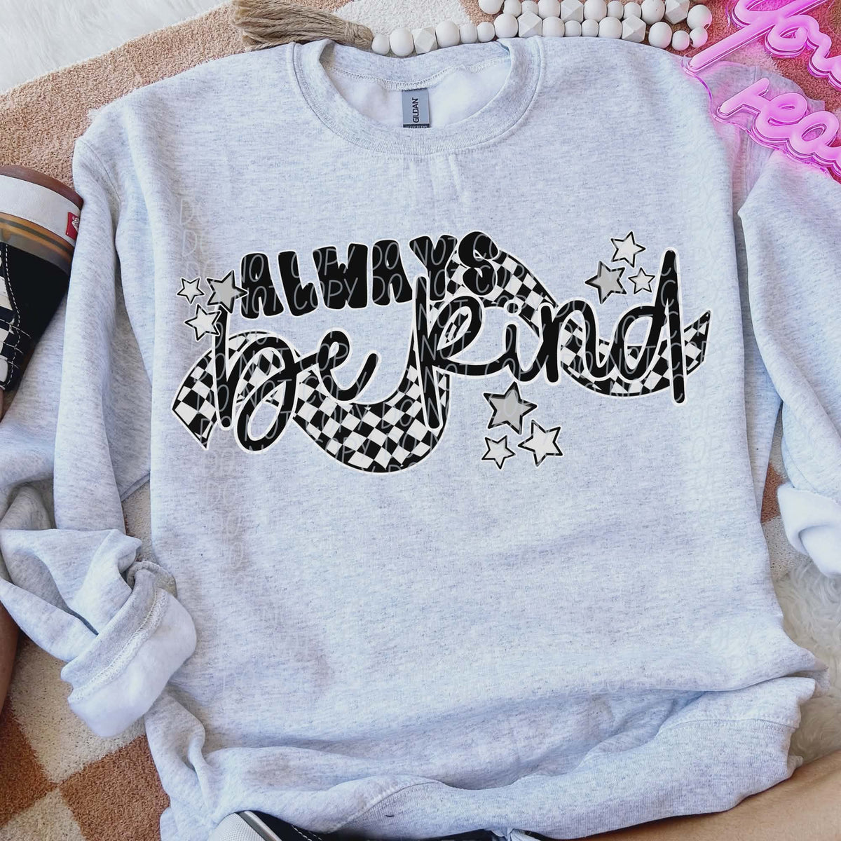 Always be kind wavy checker (city) DTF Transfer