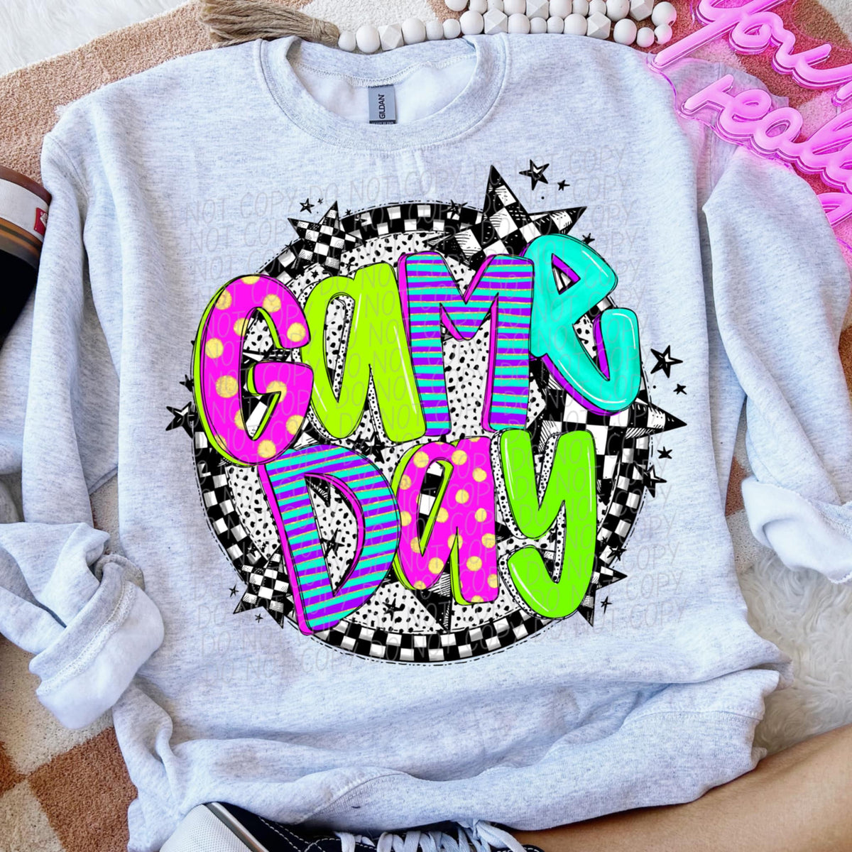 Game day neon font circle (CITY) 91305 DTF transfer