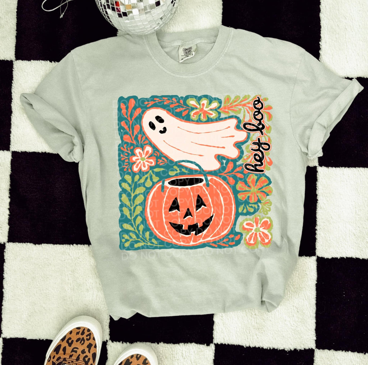 Hey Boo Teal Green Orange (SCG) DTF transfer