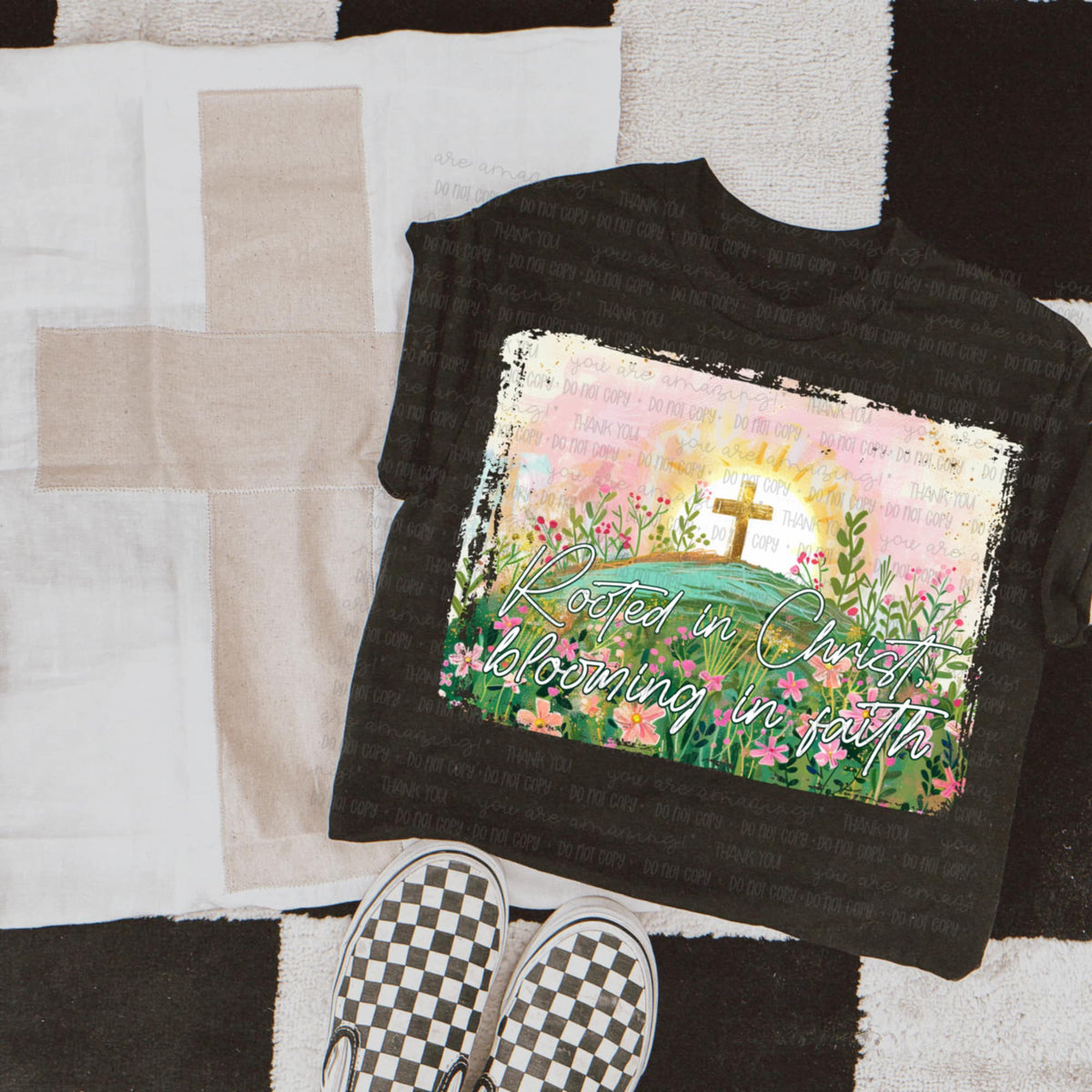 Rooted in Christ blooming in faith 100367 DTF transfer