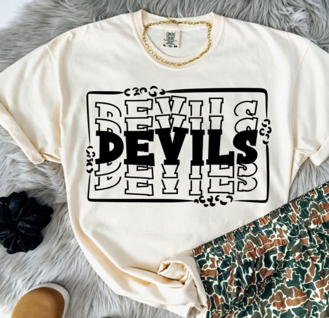 Devils stacked with frame (S&G) 98067 DTF transfer