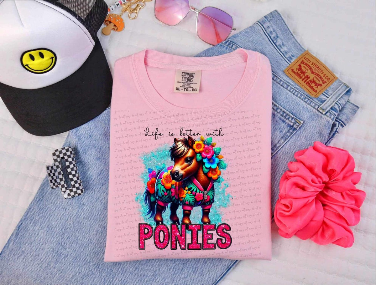 Life is better with ponies (brown pony) 13891 DTF transfer