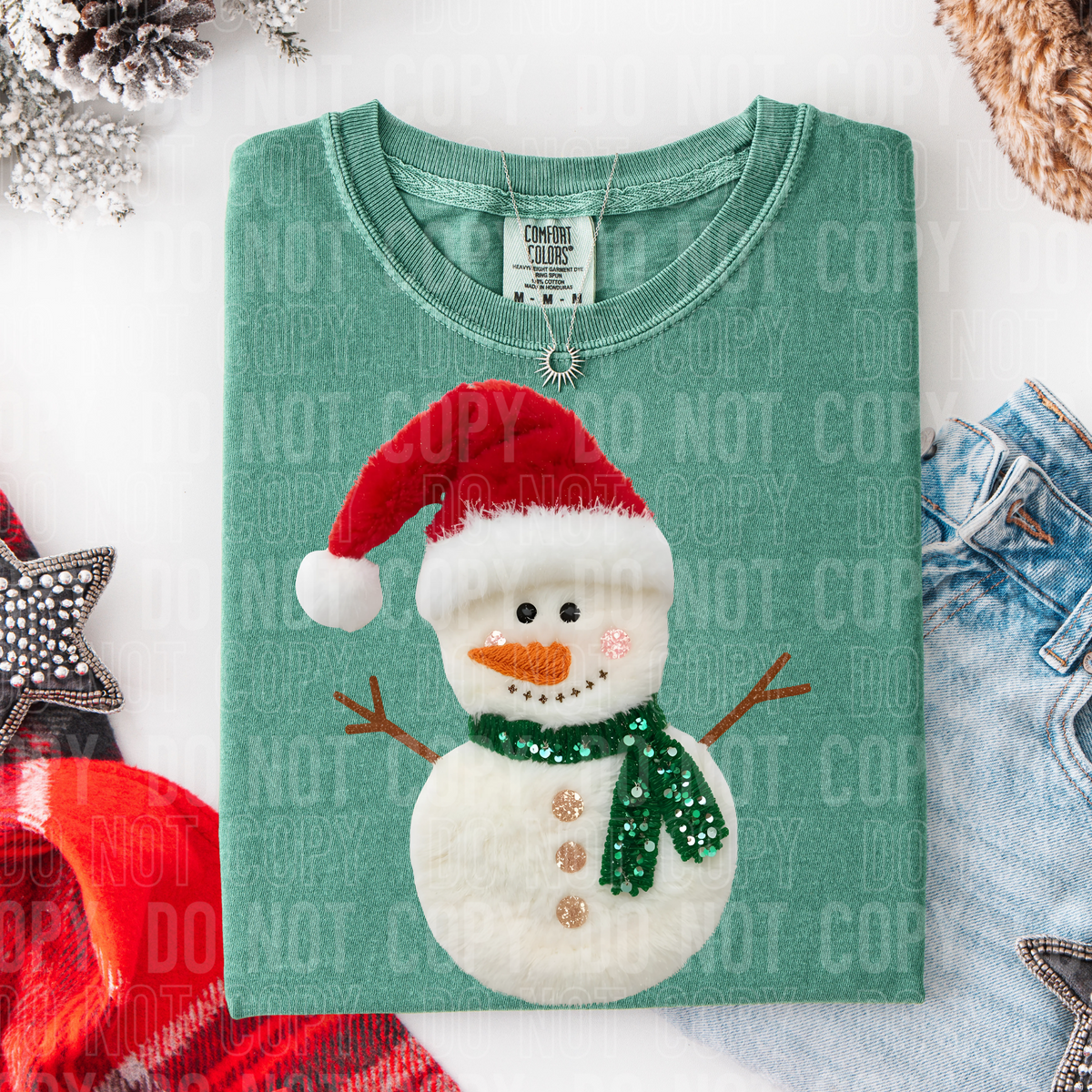 Faux sequin fluffy snowman (SBB) DTF Transfer
