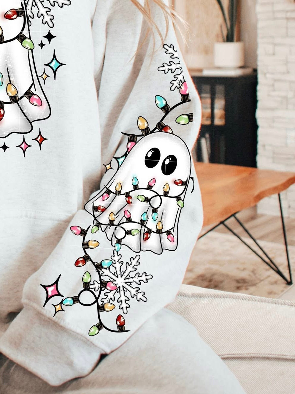 Ghost Christmas Lights (SLEEVE) CSC DTF Transfer