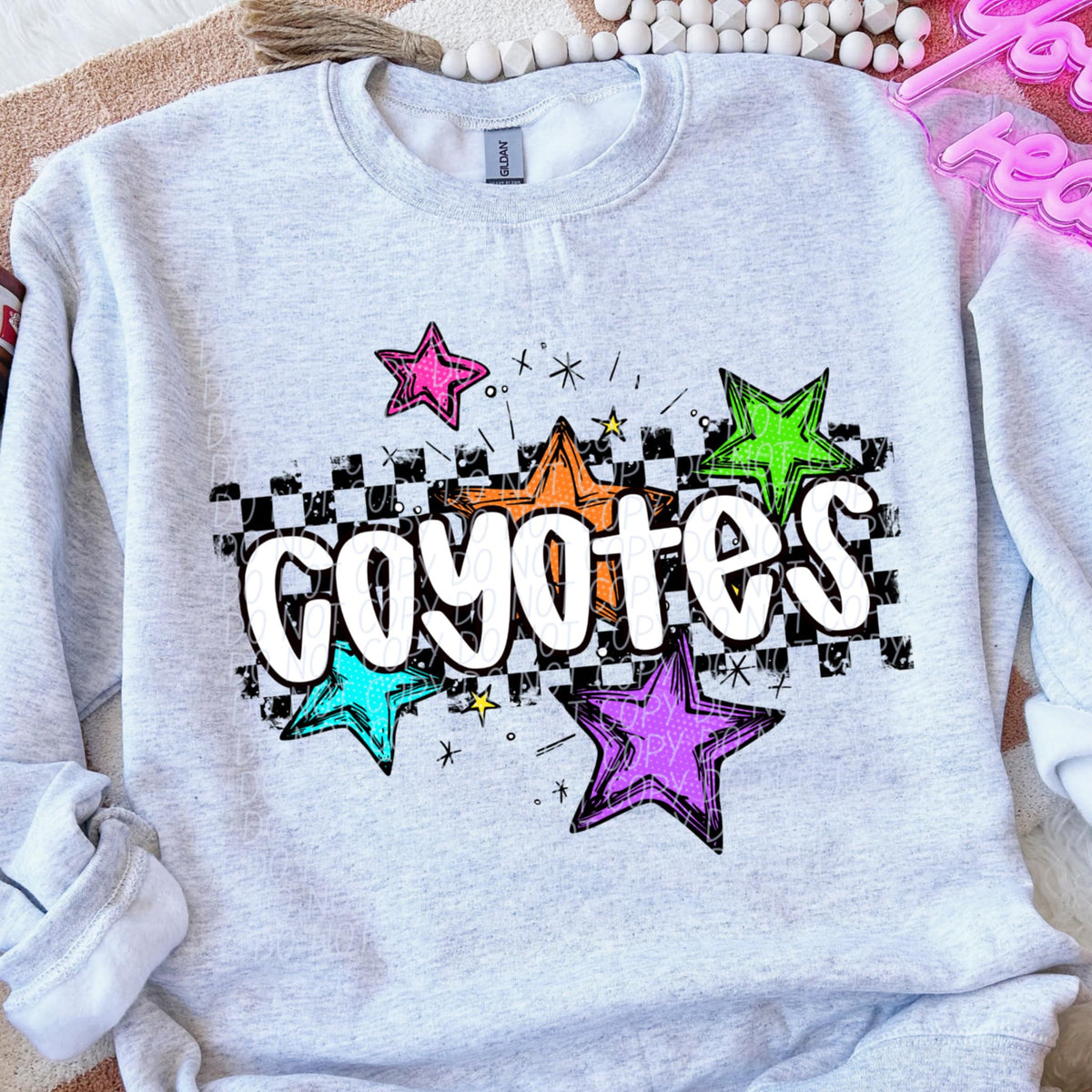 Coyotes Mascot Rainbow Stars DTF TRANSFER