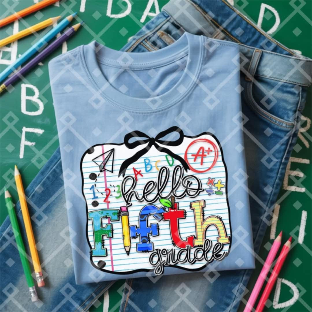 Hello fifth grade paper background (Crafti) 103199 DTF transfer