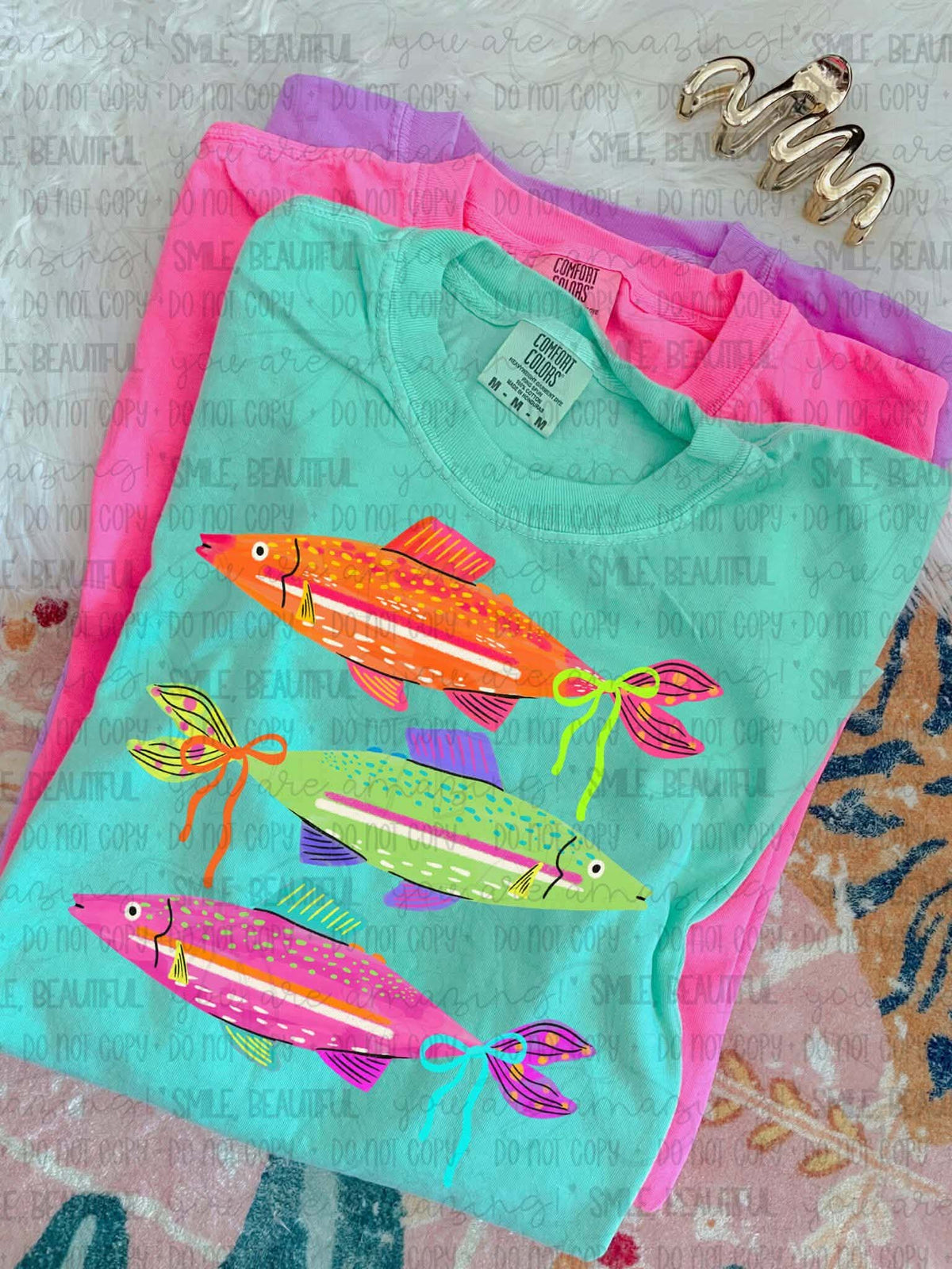Orange green and pink fish (Carter) DTF Transfer