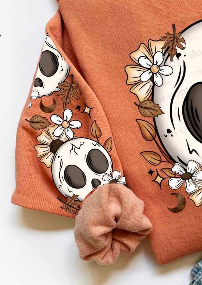 Skull with flowers sleeve (CSC) 55170 DTF transfer