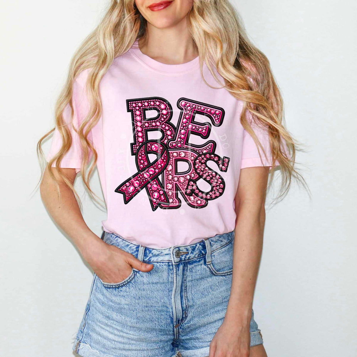 Bears pink rhinestone 60612 DTF transfer
