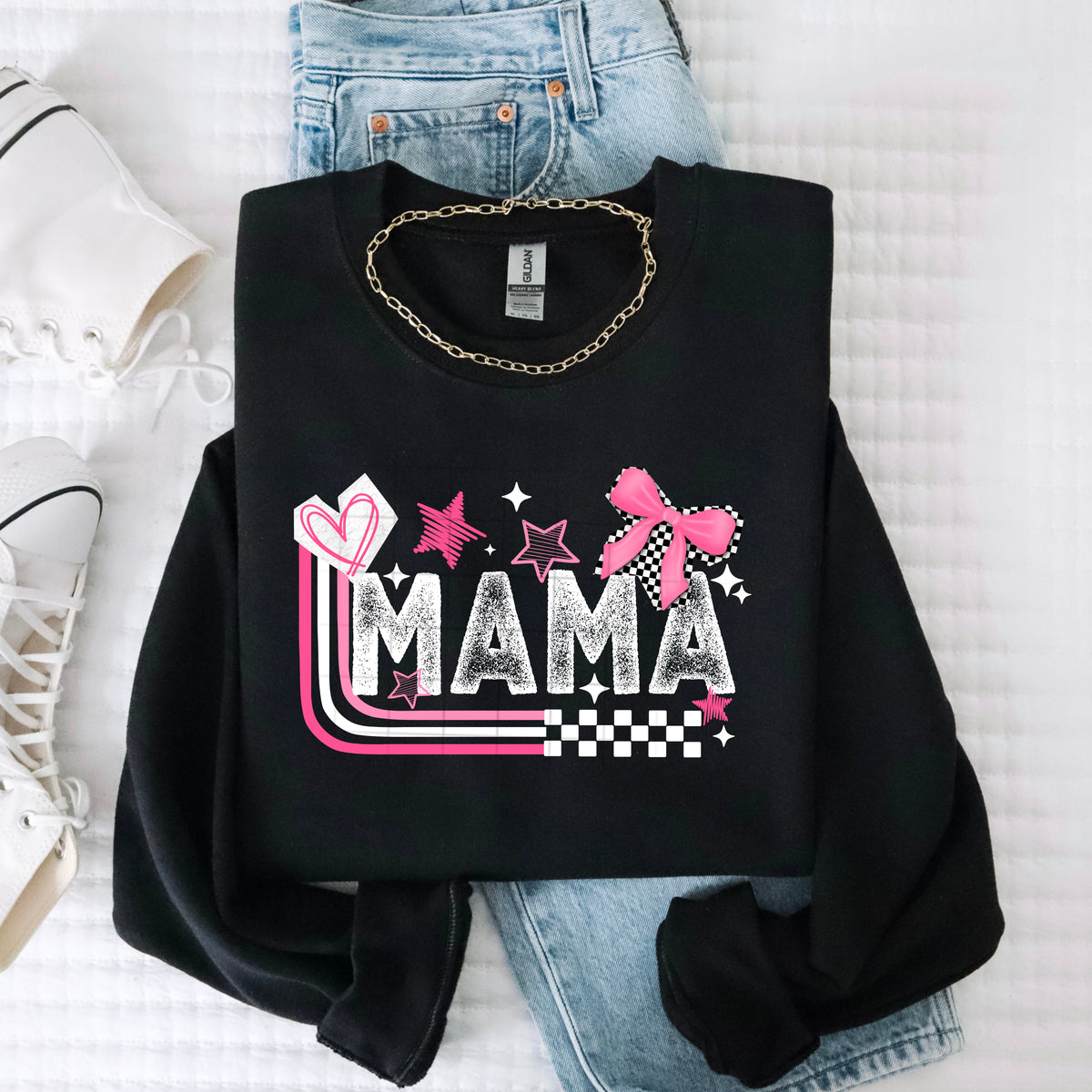 Mama Pink bow white accents (CSC) DTF Transfer