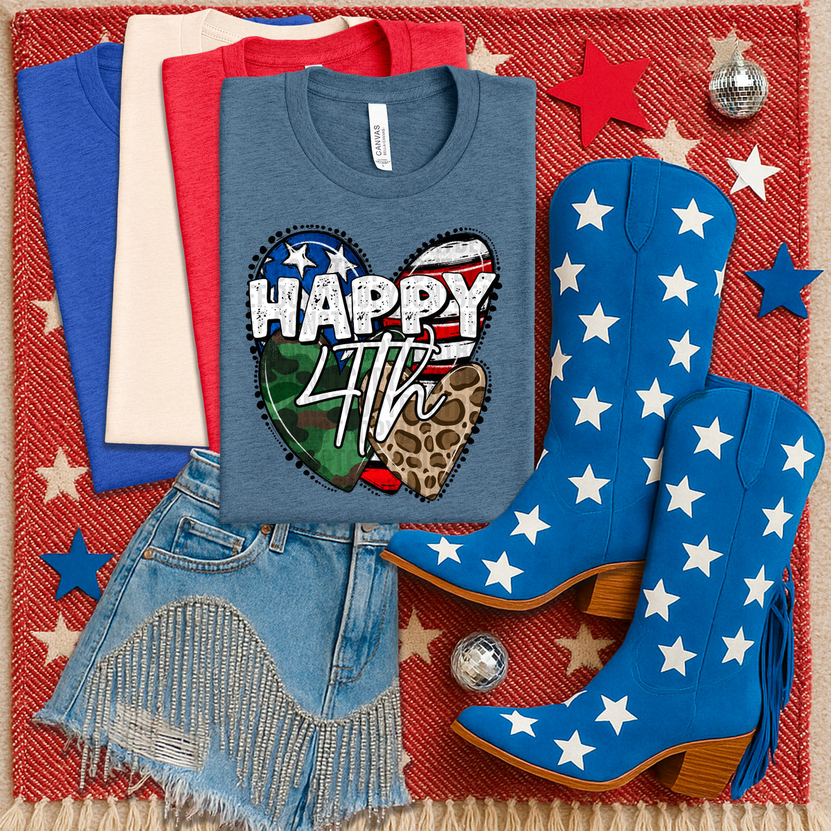 Happy 4th hearts 103385 DTF transfer