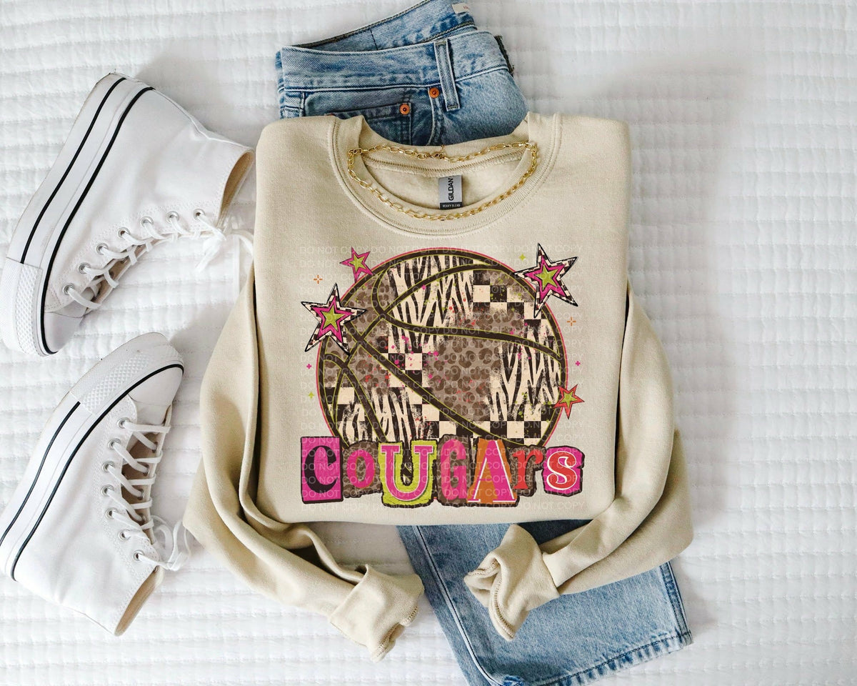 Cougars magazine font and basketball (SCG) DTF Transfer
