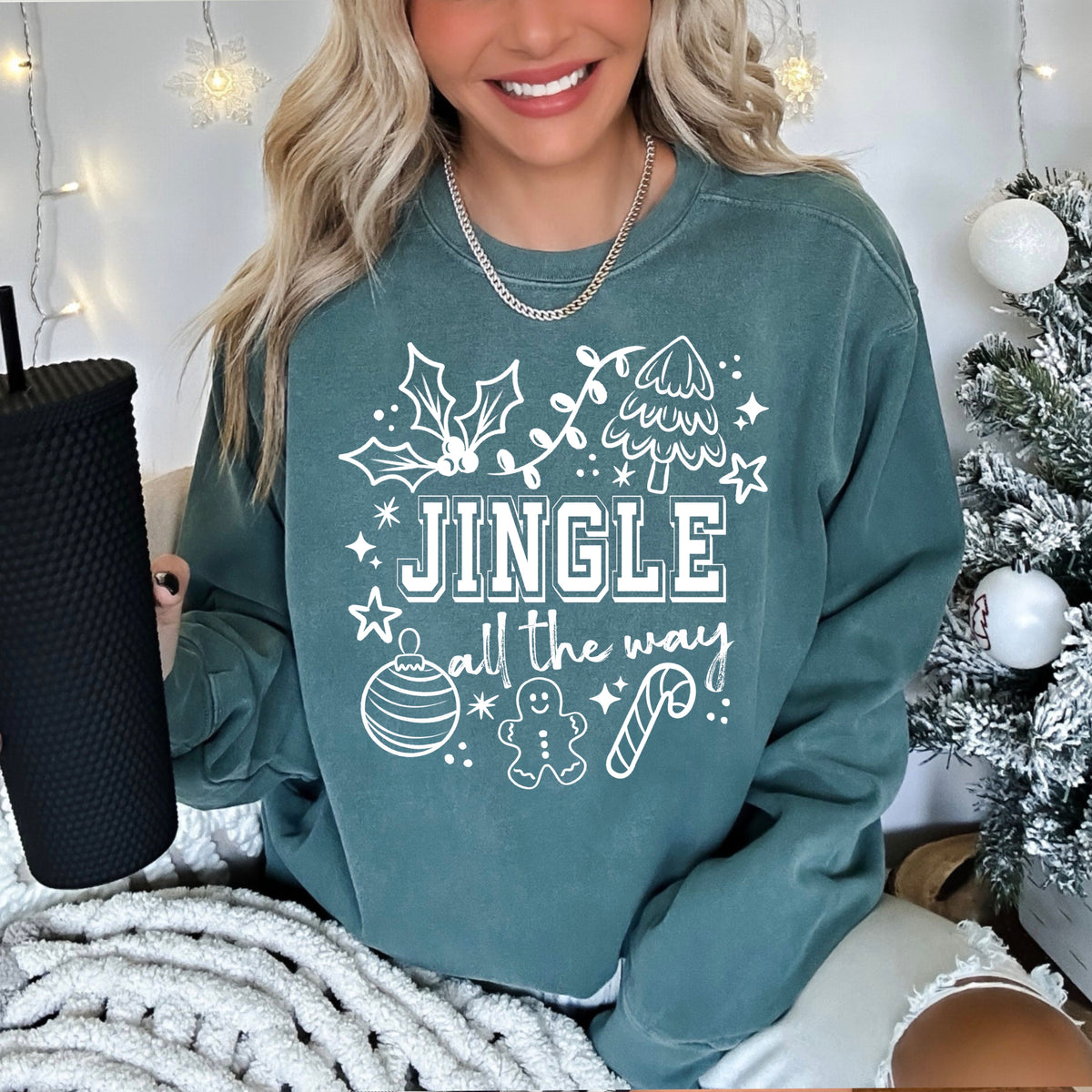 Jingle all the way white (csc) DTF Transfer