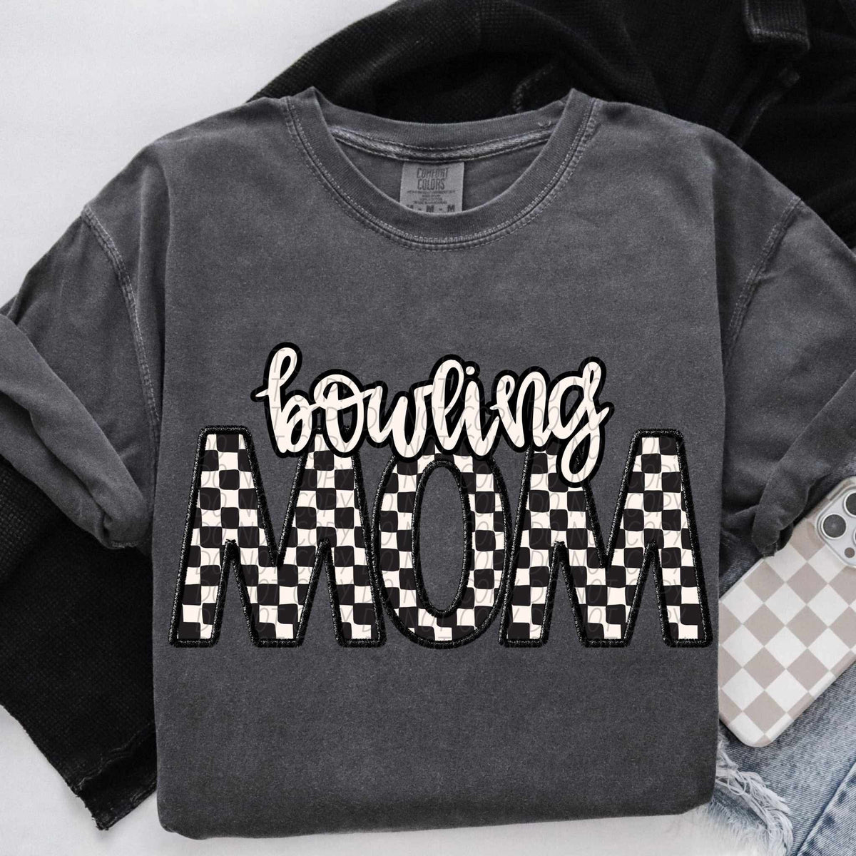 Bowling mom checkered city DTF transfer