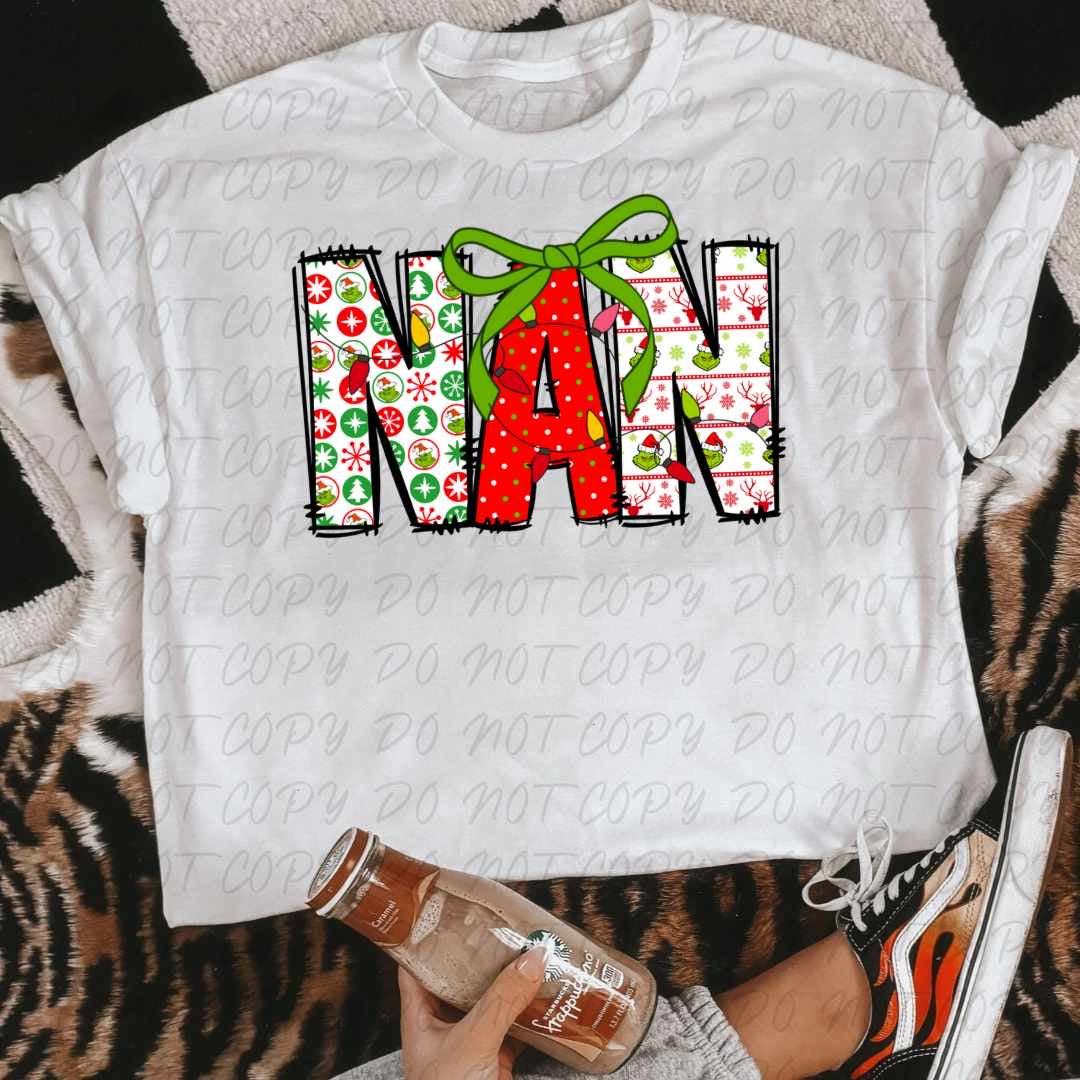 Nan light green bow (VINTAGE) 64150 DTF transfer