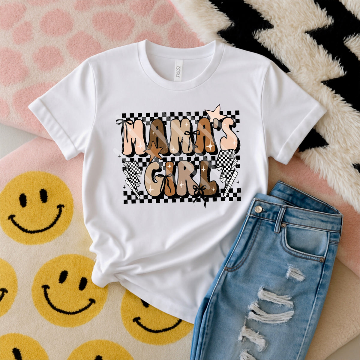 Mamas girl neutral with lightning bolt and bows (scarlow) 114308 DTF transfer