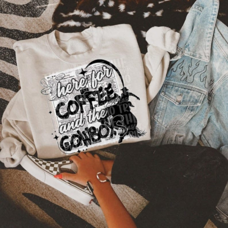 Here for the coffee and the cowboys 95102 DTF transfer