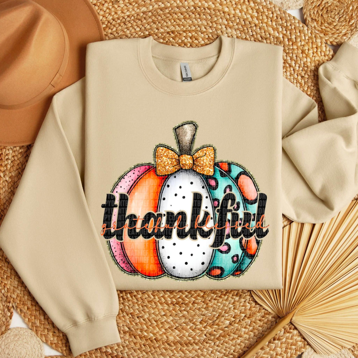 Thankful pumpkin with bow (SDD) 107930 DTF transfer