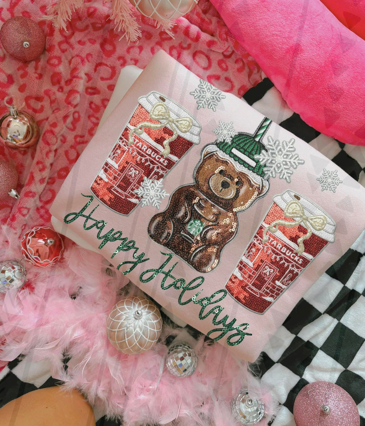 Happy Holidays bear coffee (TGG) DTF transfer