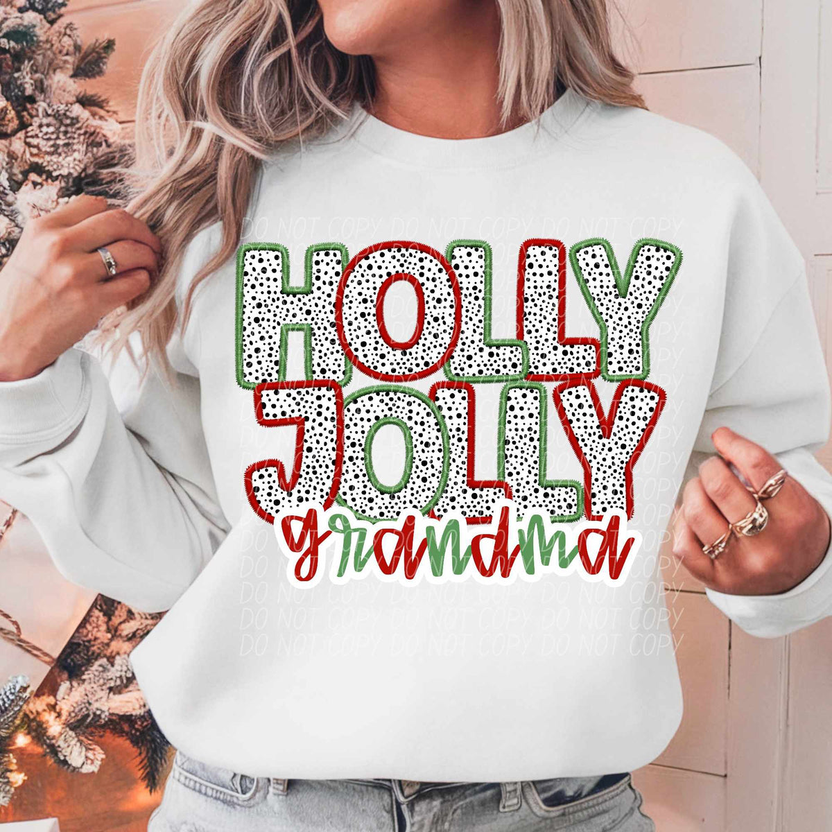 Holly jolly grandma Dalmatian filled (CITY) 65074 DTF transfer