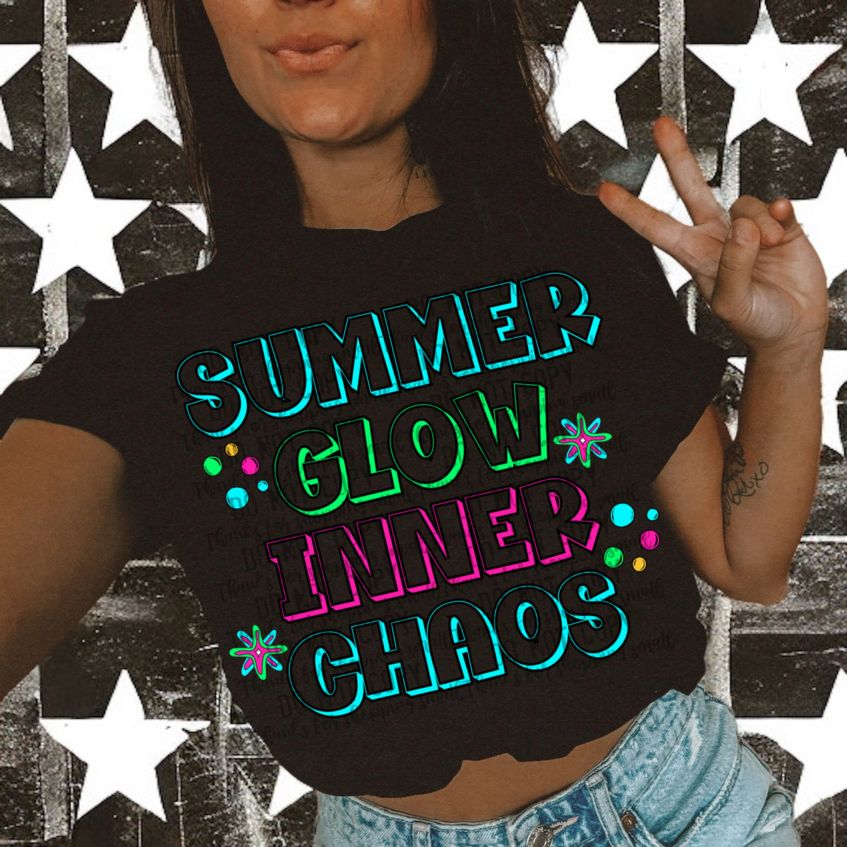 Summer glow inner chaos NEON outline (Ink)DTF Transfer