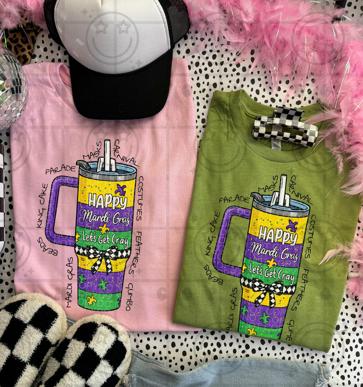 Mardi Gras tumbler (HW) DTF Transfer