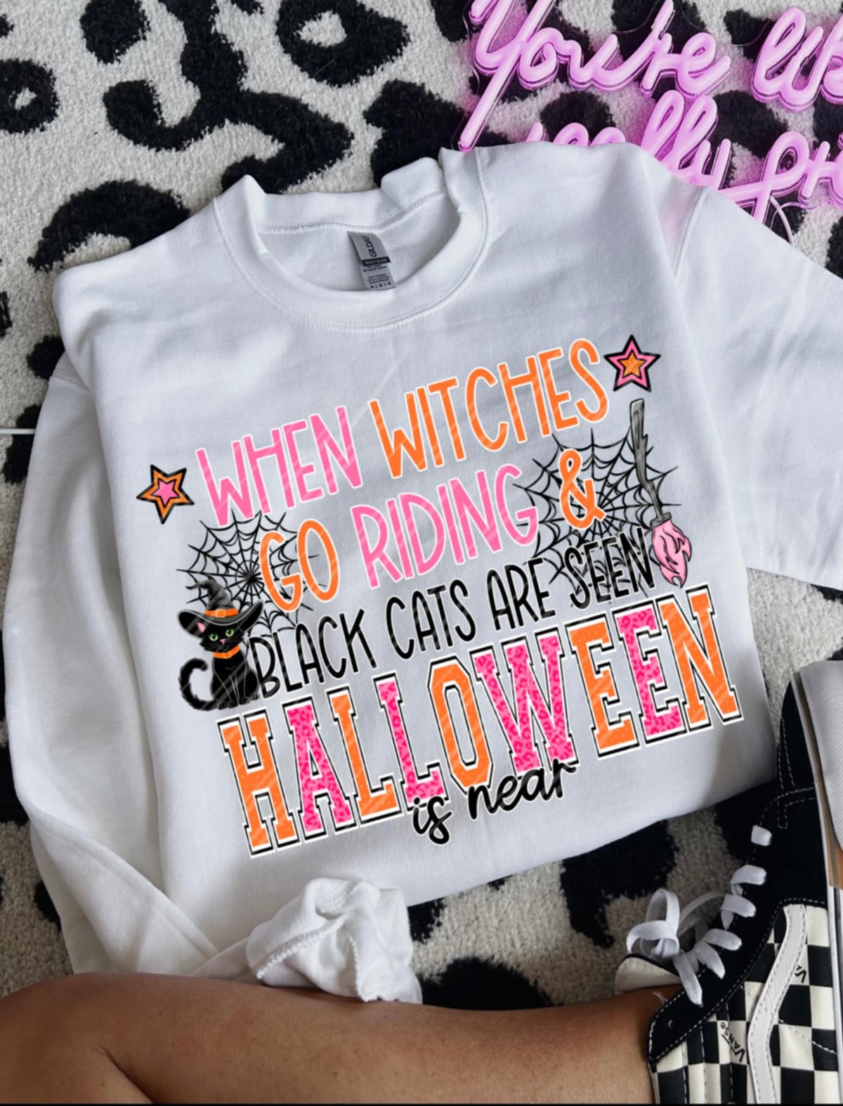 When witches go riding black accents (linda) DTF transfer