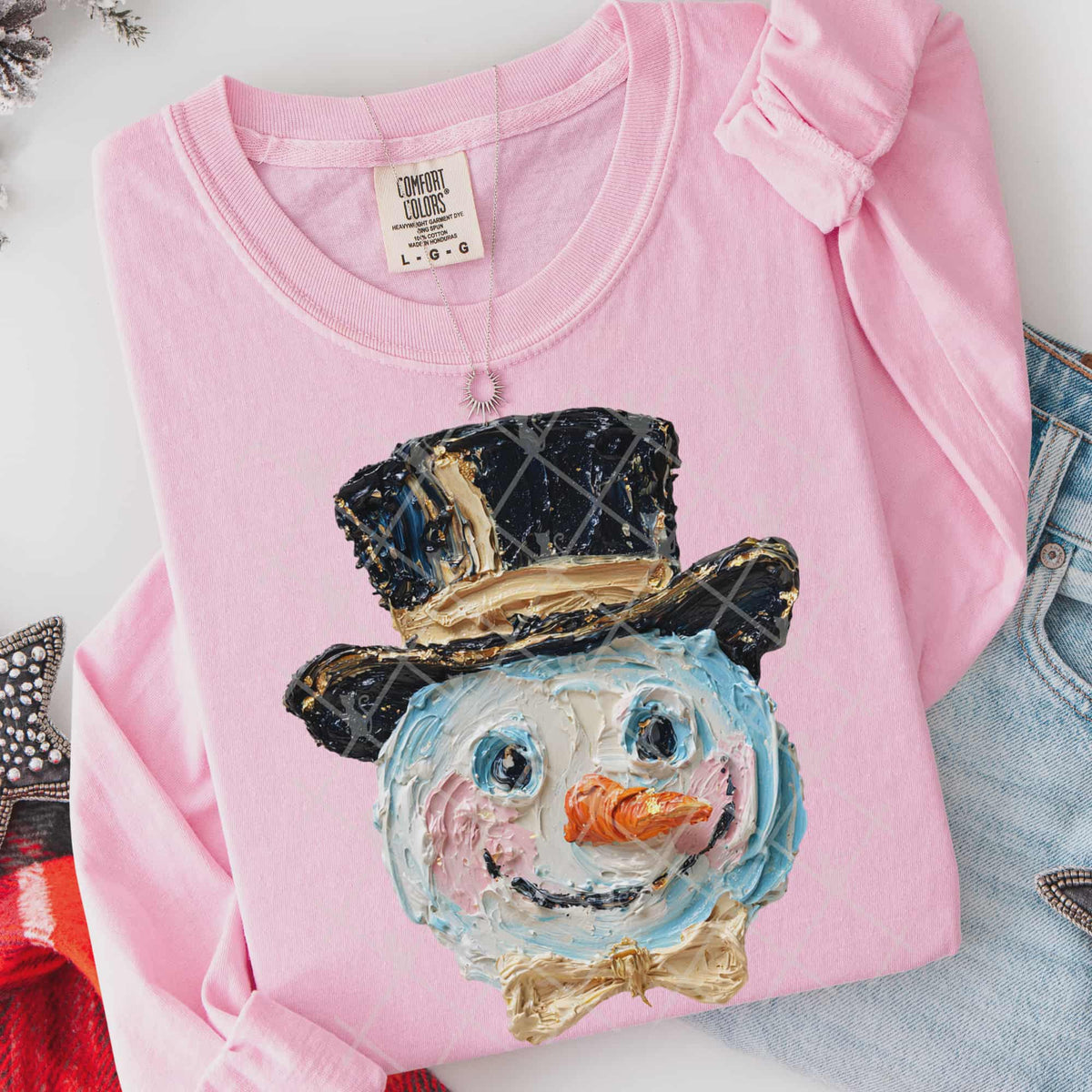 Faux Painted Snowman head (TTD) DTF Transfer