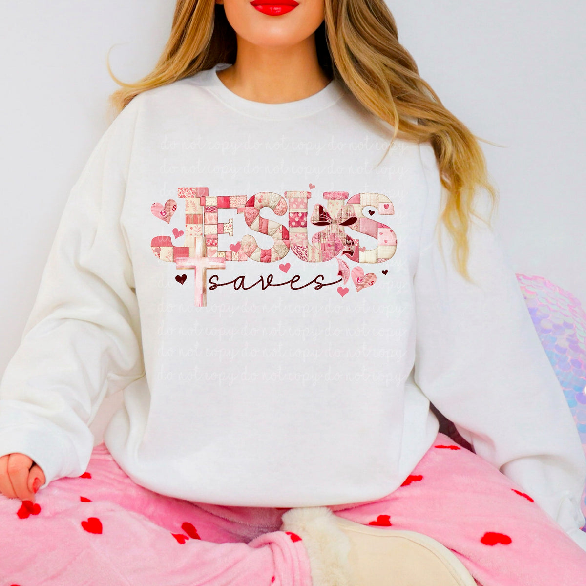 Jesus saves Patchwork font (exclusive) DTF Transfer