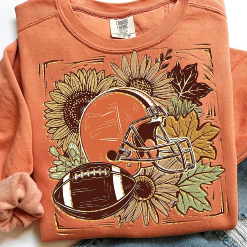 Football Collage with Sunflowers 111189 DTF transfer