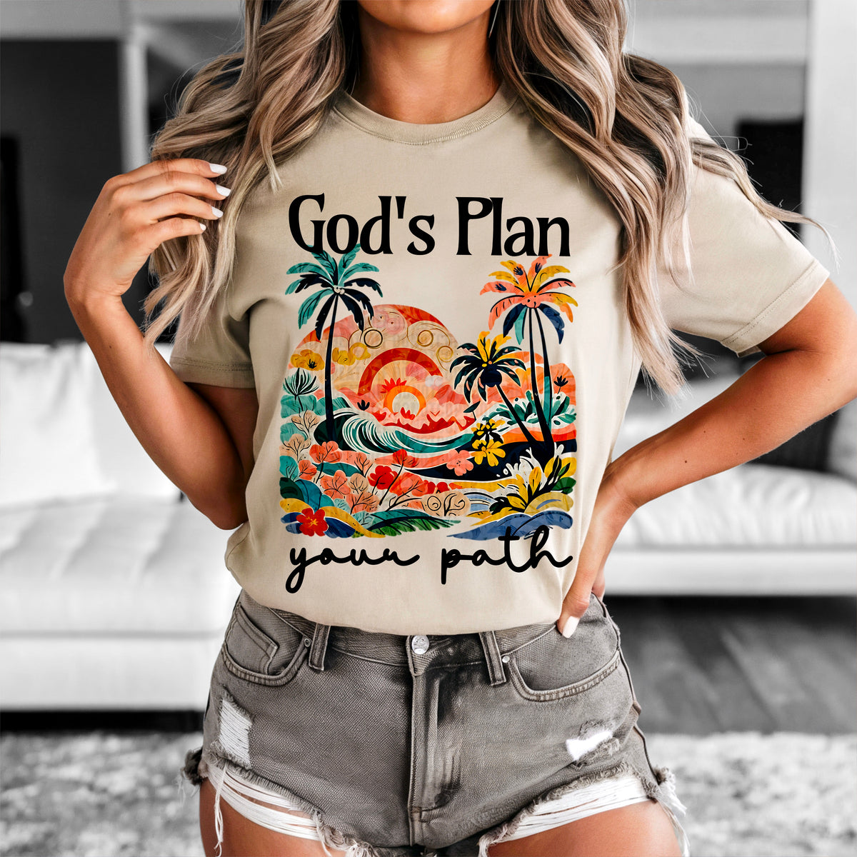 Gods plan your path ocean waves 95043 DTF transfer