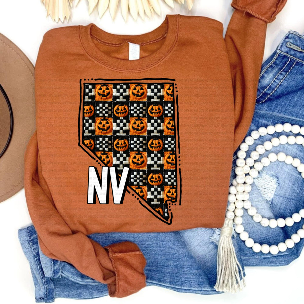 Nevada pumpkin checker REVEL DTF transfer