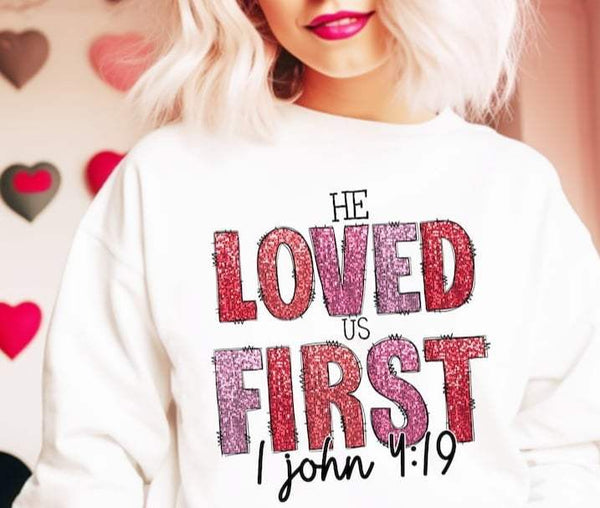 He loved us first sequin 70772 DTF transfer