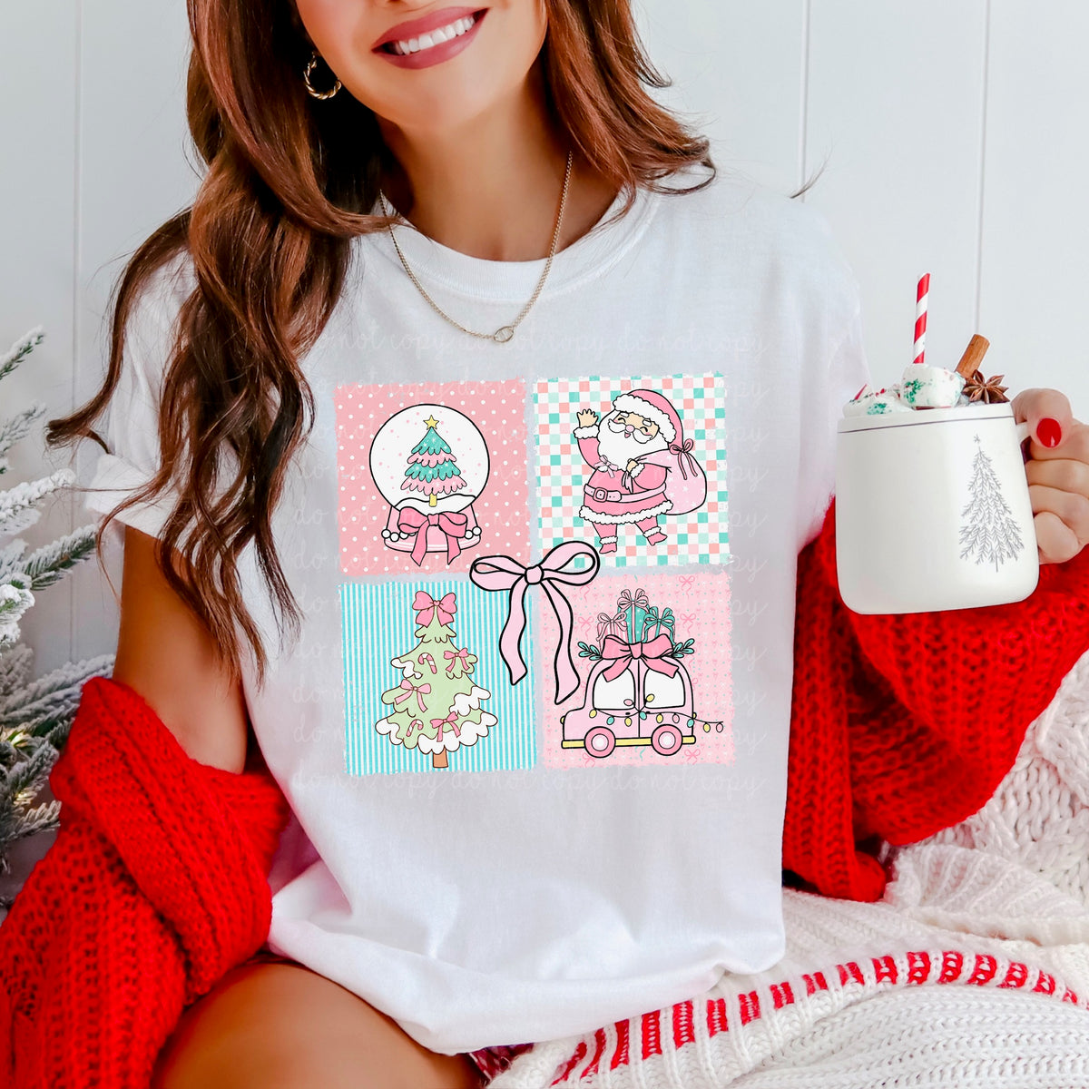 Pastel Christmas blocks with car (MZ) DTF Transfer