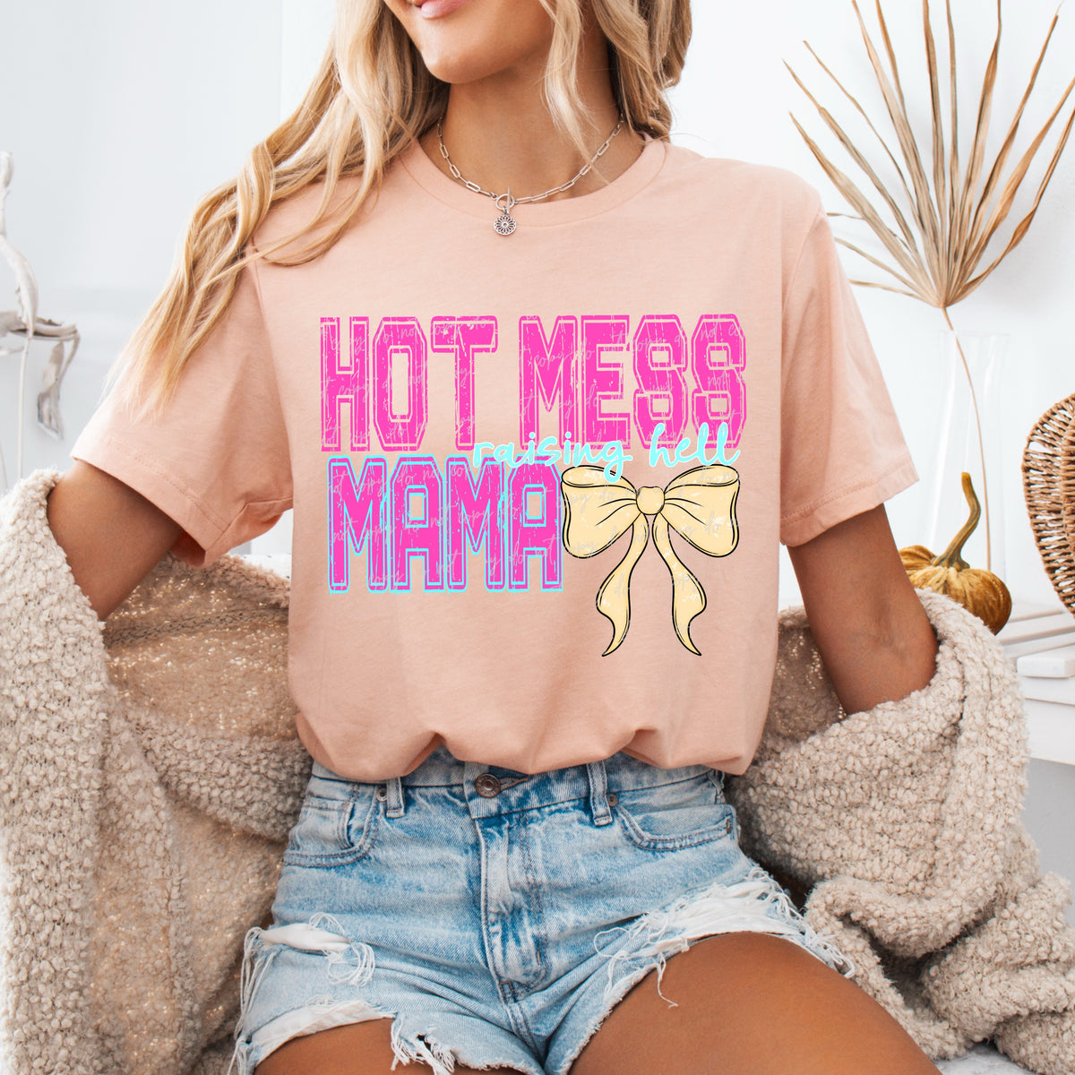 Hot mess mama yellow bow (VIRGO) 96401 DTF transfer