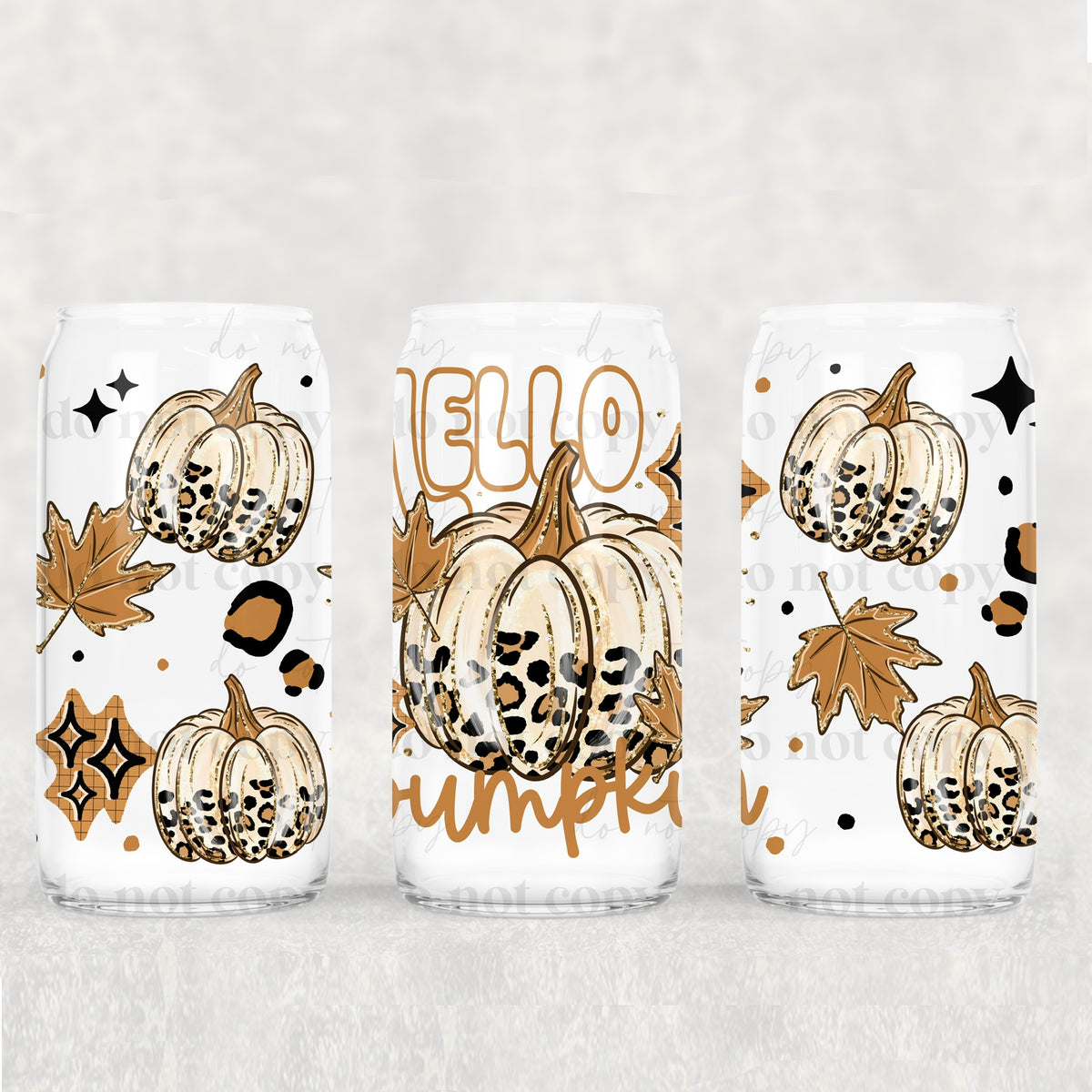 Hello pumpkin leopard (CSC) UV DTF Transfer