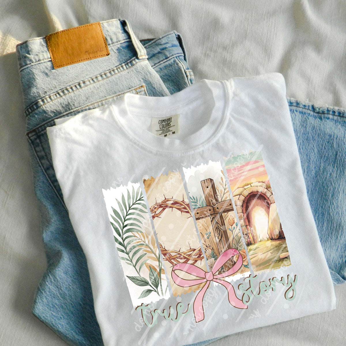 True story brushstrokes mint letters DTF Transfer